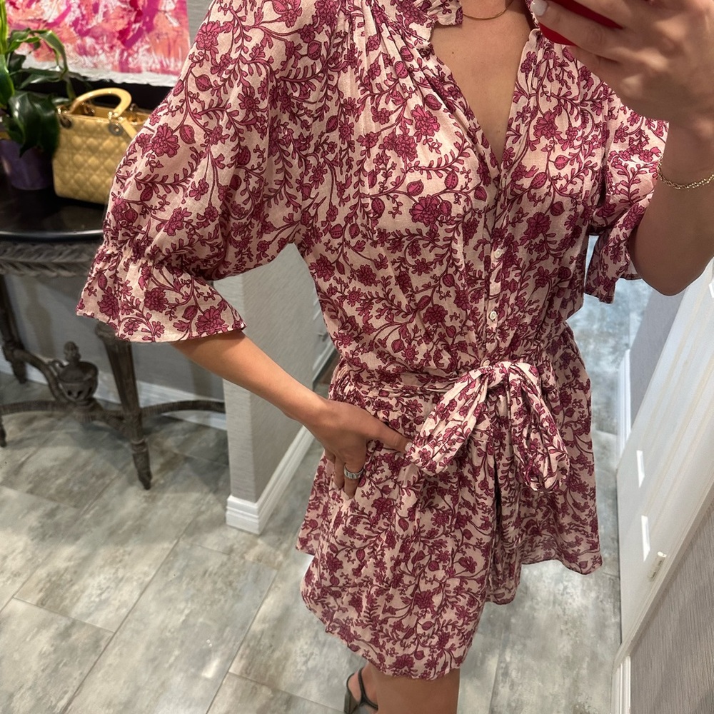 Sundry Burgundy Floral Mini Dress - Picture 3 of 8